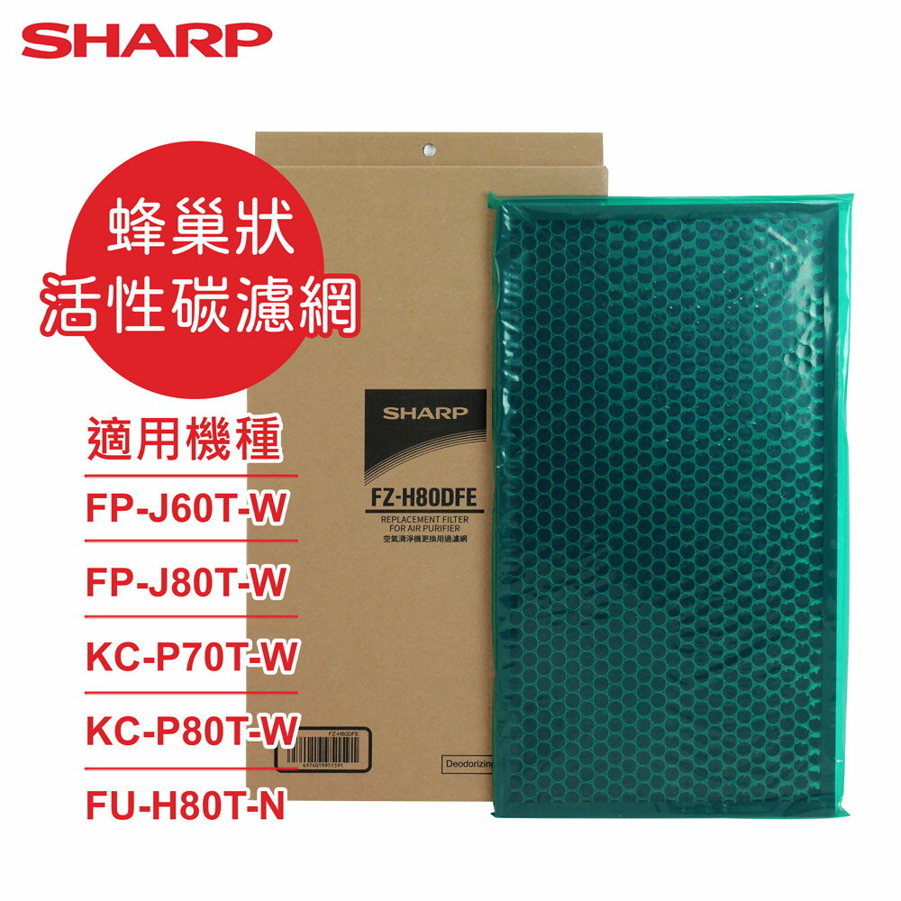 【SHARP夏普】原廠FP-J60/80T-W、KC-P70/80T-W、FU-H80T-N專用蜂巢狀活性碳濾網 FZ-H80DFE