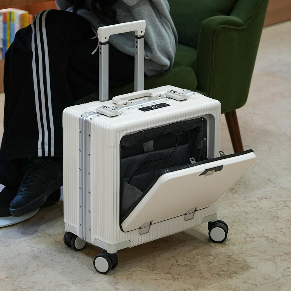 前開口蓋18寸登機行李箱帶上飛機橫款小型輕便免託運旅行logo定製【Snowbelle優選】