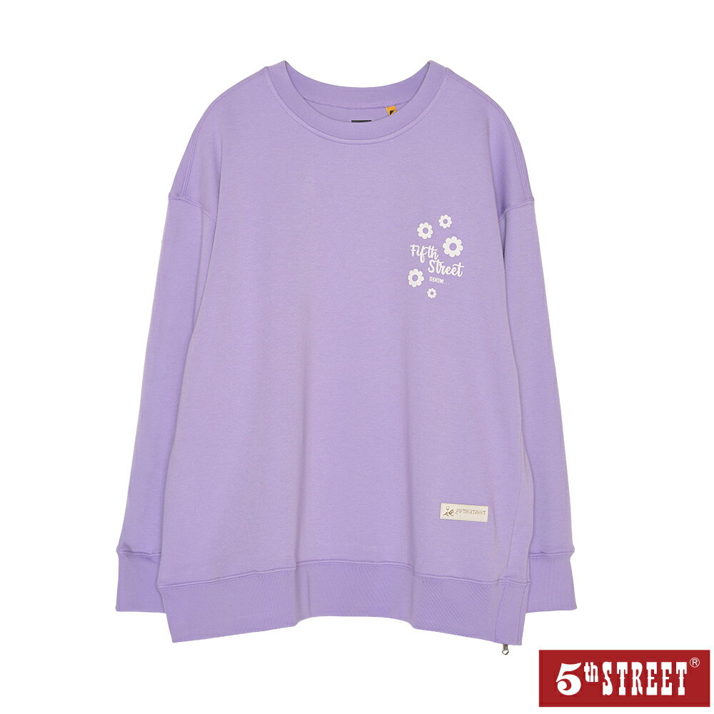 女裝 大學T 長袖 TEE 印花 上衣 紫色 (561017) 【5th STREET】【APP下單天天10%回饋】 治裝激推 最高折426
