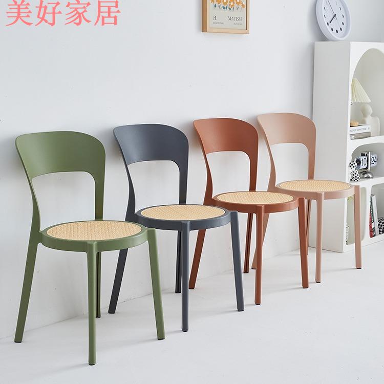 可開發票 免運 北歐塑料椅子簡約餐椅家用創意成人靠背椅現代網紅可疊放書桌椅