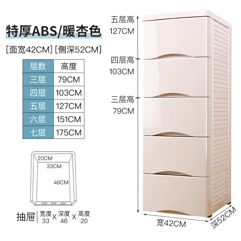 抽屜櫃 42cm杉印大號加厚抽屜式收納櫃寶寶兒童衣櫃塑膠五斗櫃家用儲物櫃 【CM7447】