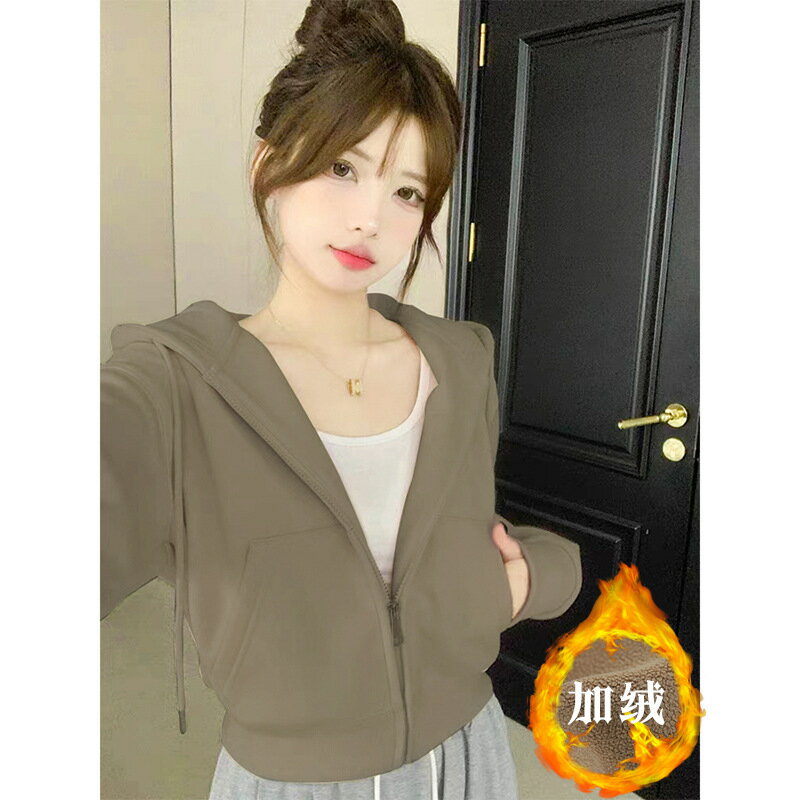 外套 女裝 休閒外套 時尚外套 小個子短款衛衣春季外套女2025年新款春秋即墨連帽拉鍊開衫上衣 0