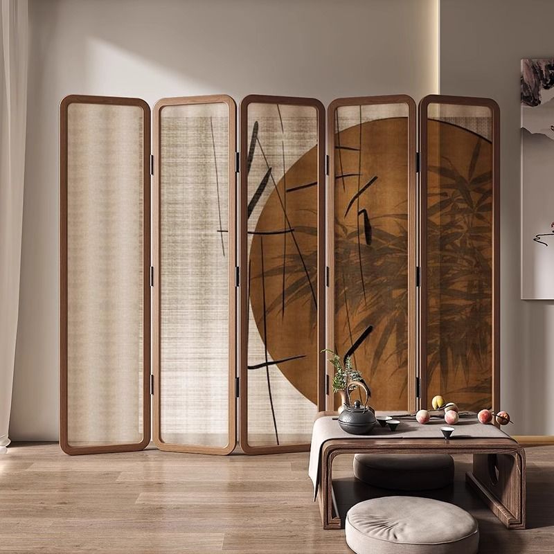 新中式屏風隔斷客廳實木折疊移動現代簡約臥室遮擋家用禪意竹子