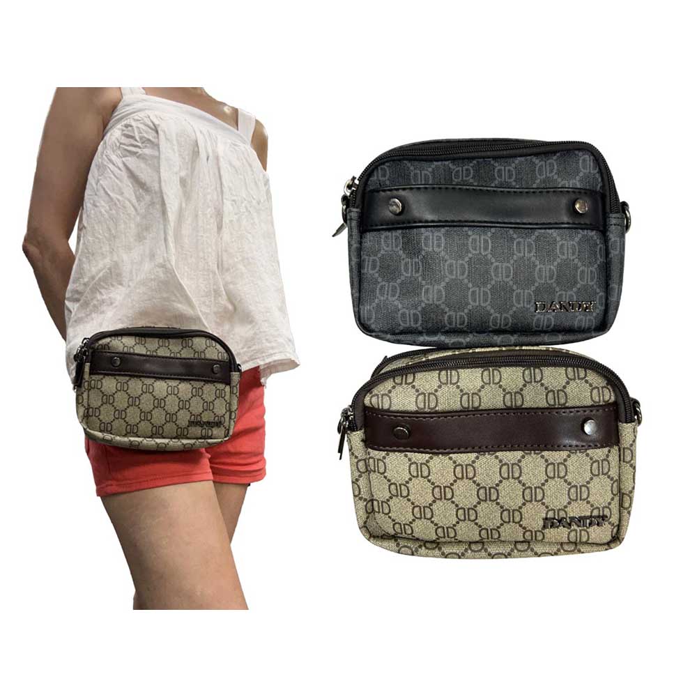 ~雪黛屋~DANDY 腰掛包中容量橫式7吋手機防水防刮皮革男女適附長背帶DW1045