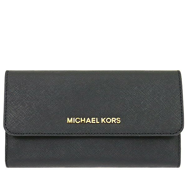 MICHAEL KORS 輕便三折卡片長夾 十字紋防刮真皮 長夾 皮夾 M46272 黑色MK(現貨)▶指定Outlet商品5折起☆現貨【送禮首選★APP下單點數4倍送】