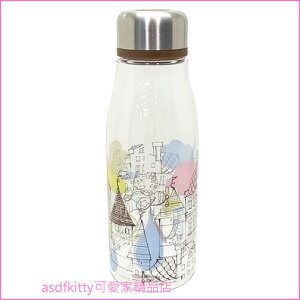 asdfkitty可愛家☆KITTY房子透明瓶身直飲水壺/隨手瓶-500ML-輕量好攜帶-日本正版商品