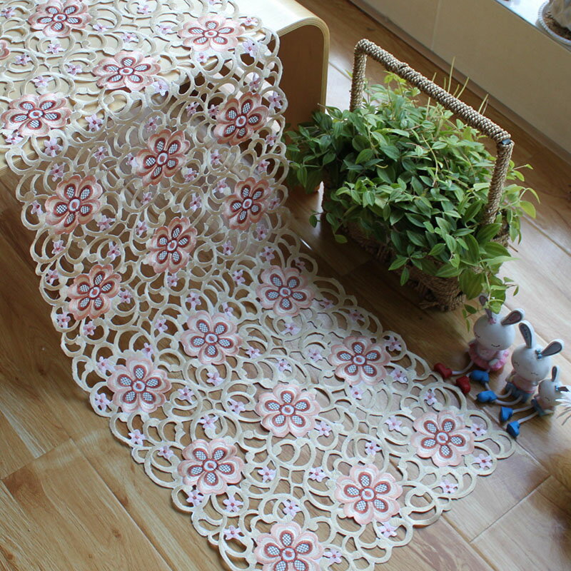 簡約歐式田園刺繡手工鏤空桌旗茶幾布鞋櫃五斗櫃餐邊櫃蓋布布藝