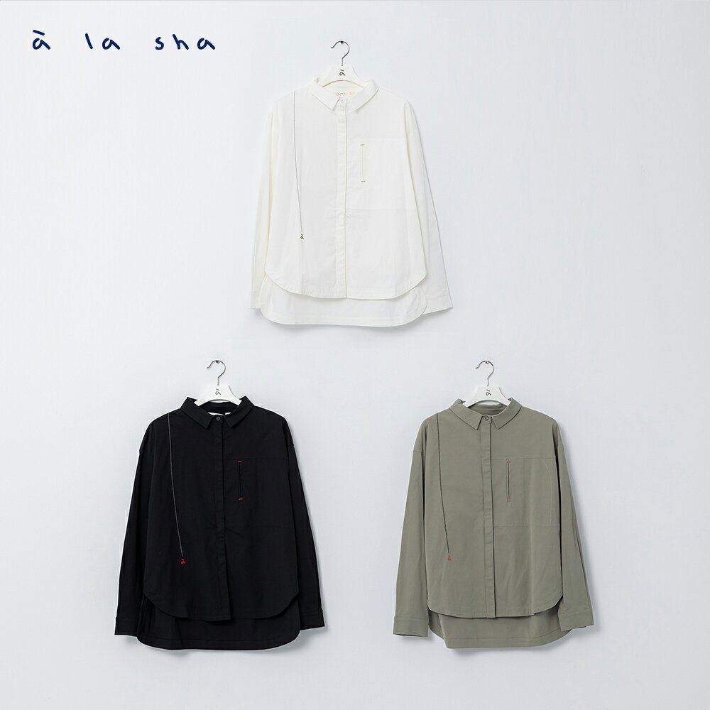 a la sha 線條縫線落肩襯衫 3