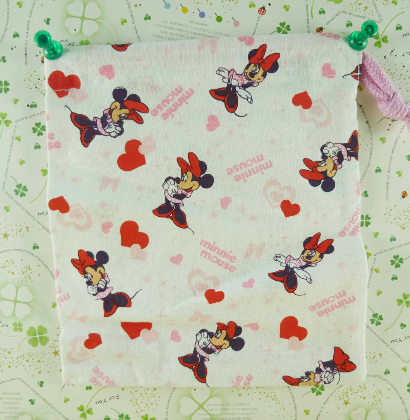 【震撼精品百貨】Micky Mouse 米奇/米妮 束口袋-粉 震撼日式精品百貨