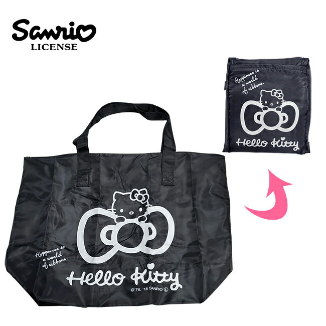 白色款【日本正版】凱蒂貓 折疊 行李袋 30L 旅行袋 肩背包 超大容量 防潑水 Hello Kitty - 245473