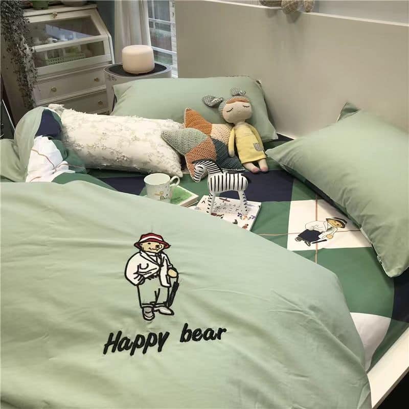 春季刺繡小熊AB版系列 布床包被套組合 4件雙人件套