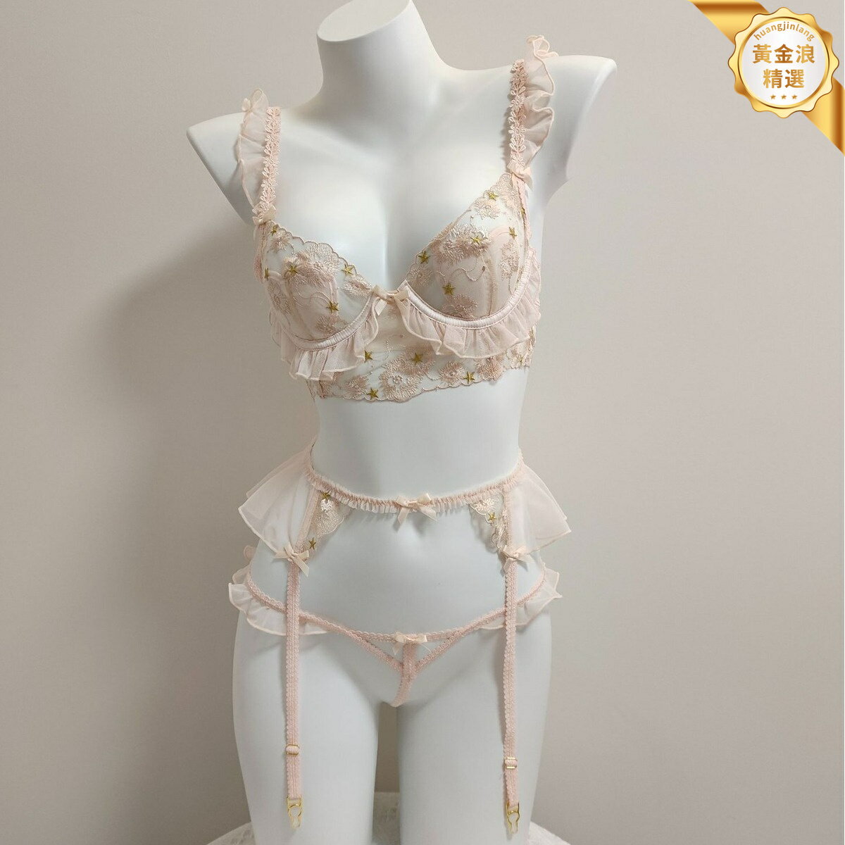 【法式甜心】蕾絲文胸套裝 薄款文胸 性感內衣 少女內衣 蕾絲內衣 軟鋼圈設計 超薄透氣 無痕舒適 家居約會穿搭 甜美性感風