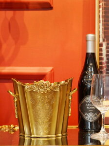 費靈家居印度進口黃銅加厚雕花小號冰桶 手工歐式復古奢華酒具