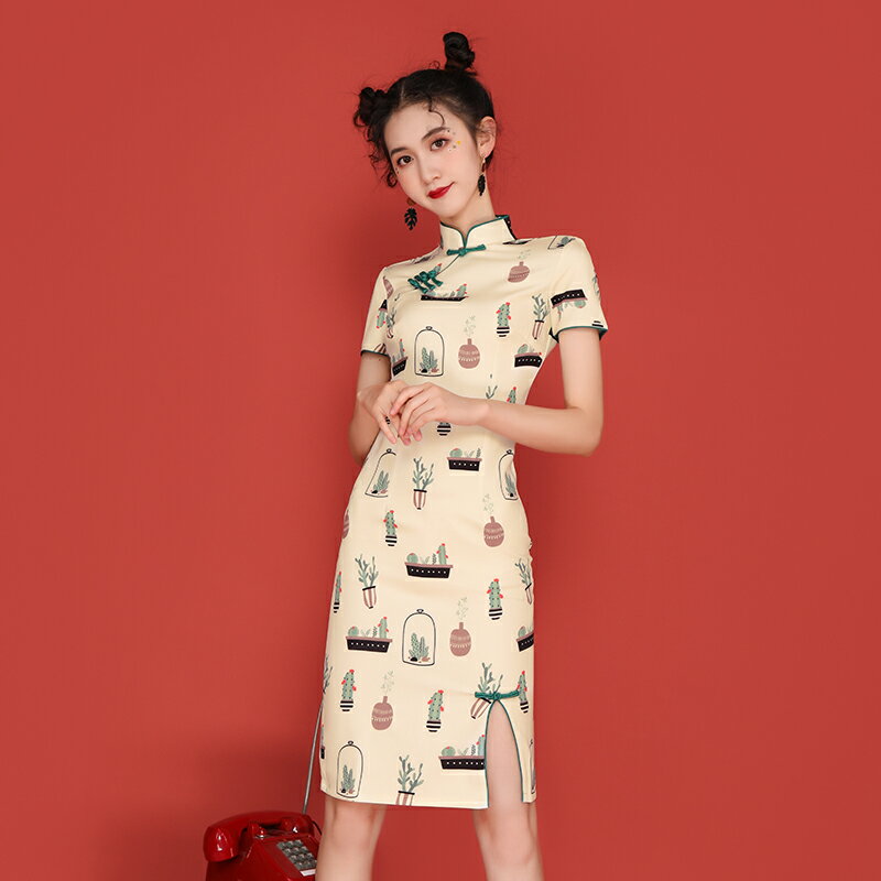 年新款小個子旗袍年輕款少女復古短款日常改良中國風連衣裙