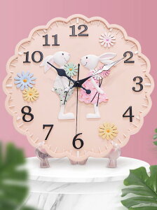 兒童掛鐘公主房客廳家用時尚鐘錶掛墻個性卡通可愛掛錶創意鐘錶