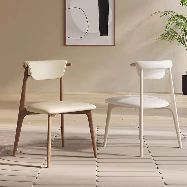 現代簡約實木餐椅北歐輕奢設計師皮藝椅子客廳靠背椅家用餐廳書椅 全館免運