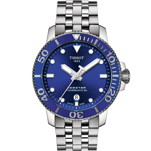 TISSOT天梭表 T1204071104100 海洋之星潛水機械腕錶/藍 43mm