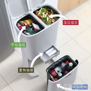 免運 日式家用創意廚房雙層分類垃圾桶客廳防臭簡約干濕分離大號垃圾箱