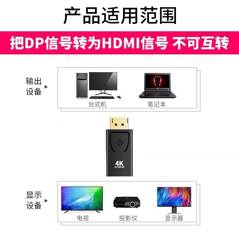 【優選百貨】dp轉hdmi轉接線轉接頭4k高清轉接筆記本電腦接電視接口主機顯卡HDMI 轉接線 分配器 高清