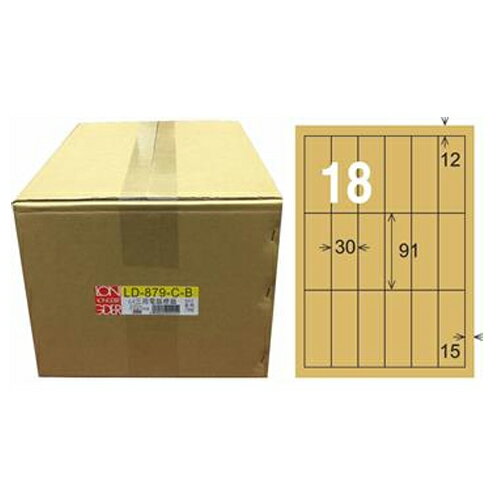 【龍德】A4三用電腦標籤 91x30mm 牛皮紙1000入 / 箱 LD-879-C-B