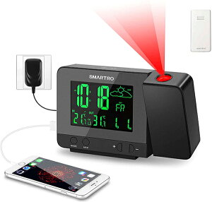 [2美國直購] SMARTRO 數字投影鬧鐘 Projection digital alarm clock with weather station, thermometer