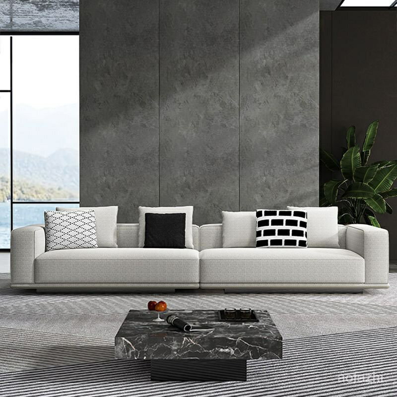 沙發 沙發床意式極簡直排灰色佈藝沙髮灰色簡約客廳大戶型現代簡約棉麻沙髮