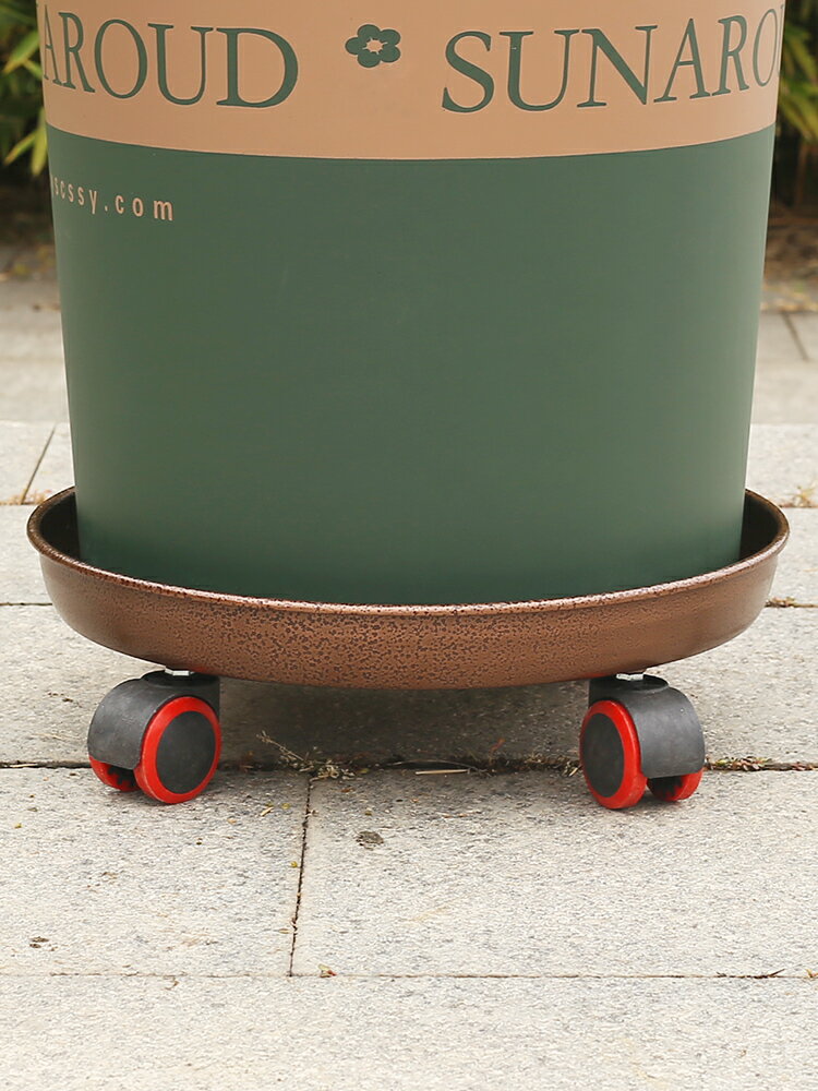 行動花盆托盘 金屬鐵制可行動花盆托盤帶輪花盆底座滾輪花盤底盤墊底托盤萬向輪【MJ194225】