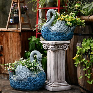 天鵝花盆花園裝飾大號多肉綠植個性創意動物植物盆栽盆器戶外陽臺