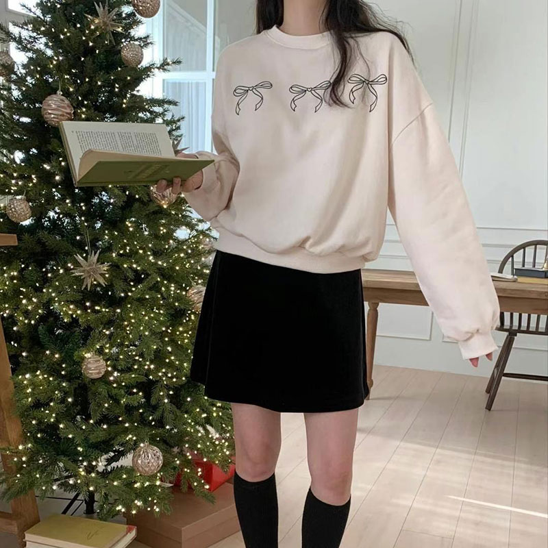 ANNAS 正韓蝴蝶結衛衣 長袖大學T 網紅穿搭 韓國蝴蝶結T 緞帶 小蝴蝶結 8