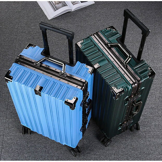 高檔鋁框行李箱女 大容量潮流密碼拉桿旅行箱 防水耐磨防盜登機托運箱