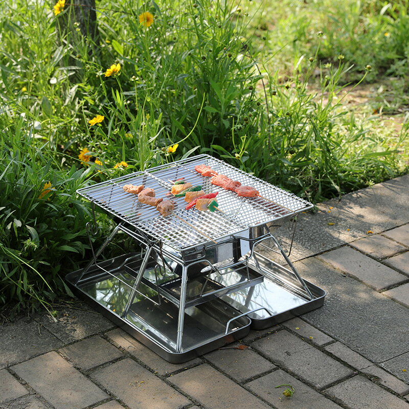 款戶外野營折疊烤爐不鏽鋼燒烤架燒烤架野餐便攜式燒烤爐
