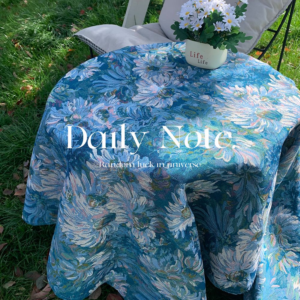 法式復古莫奈花園圓桌布ins棉麻油畫餐桌布戶外婚禮布展會裝飾布-UM.有米家居