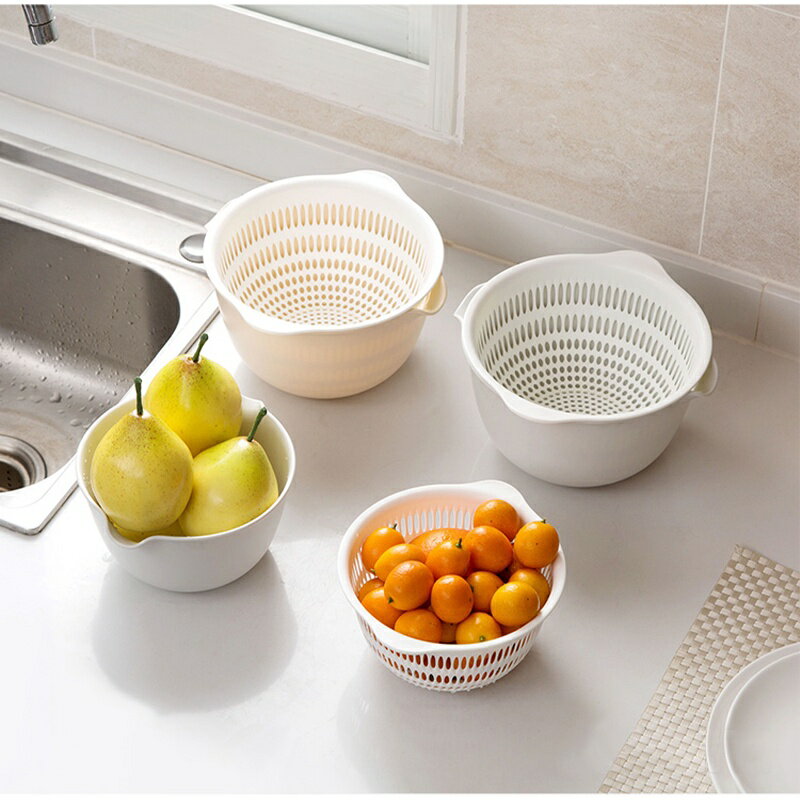 分層洗菜藍【Y046】台灣出貨 蔬果洗菜 雙層瀝水籃 洗菜籃 洗菜盆 水果籃 收納籃 水果盆 瀝水盆 濾水籃 蔬果盆 2