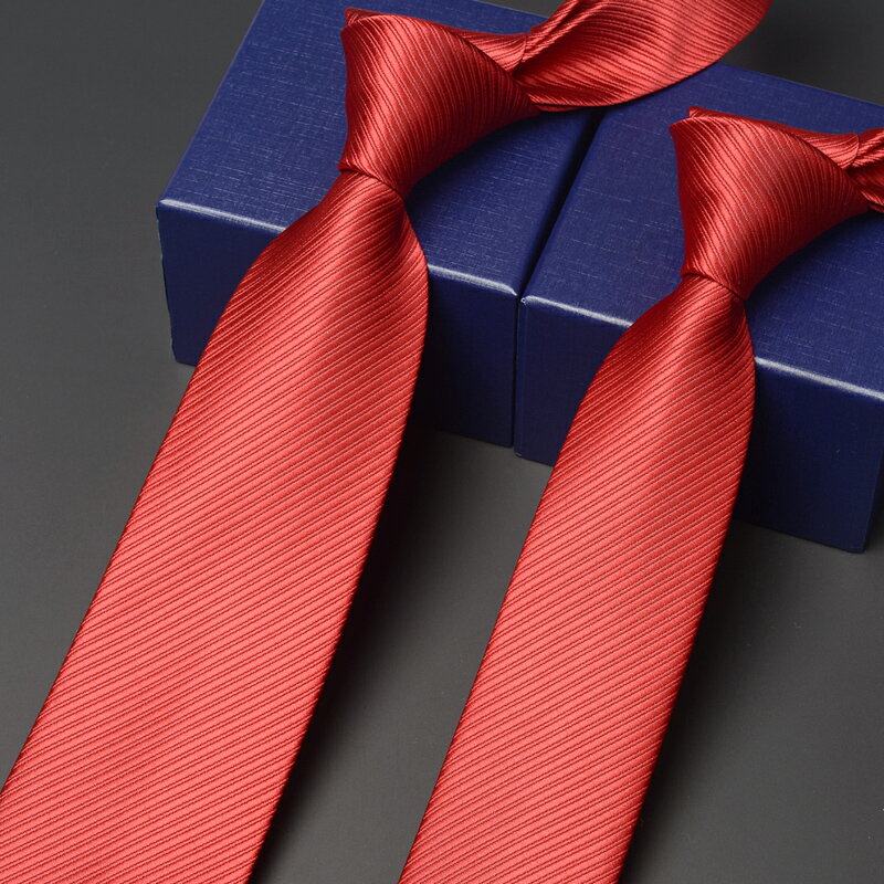 紅色純色領帶男士商務正裝工作職業8cm 韓版窄6cm 新郎結婚禮盒裝
