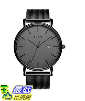 [8美國直購] 手錶 BUREI Men's Fashion Minimalist Wrist Watch Analog Date with Stainless Steel Mesh Band B06ZYXZNXY