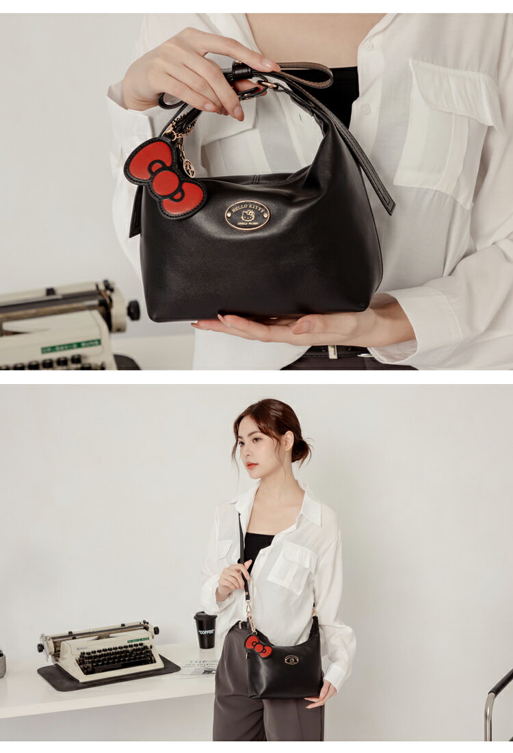 Hello Kitty - Arnold Palmer - 手提包附長背帶 Morbidezza系列 - 黑色 8