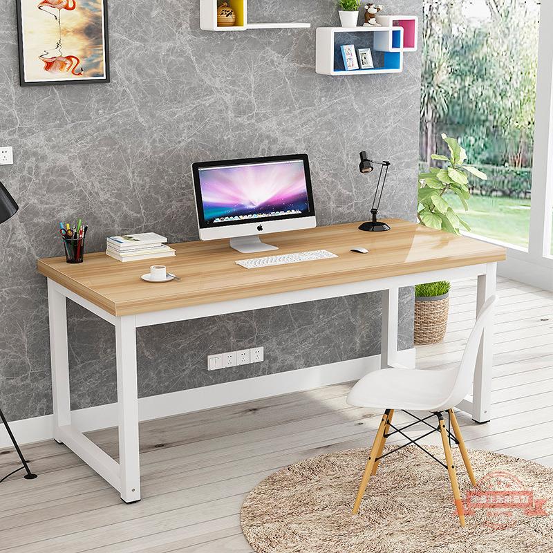 電腦臺式桌家用雙人鋼木書桌簡約現代臥室簡易辦公學習寫字桌子