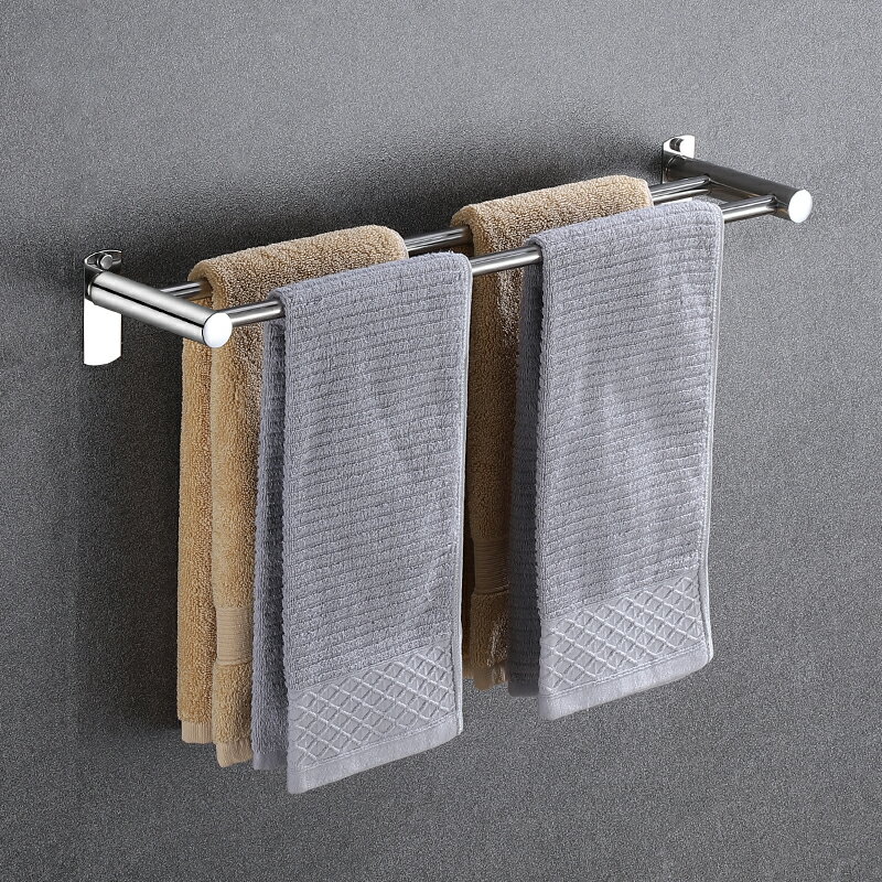 加厚毛巾架免打孔衛生間不銹鋼置物架壁掛式洗澡浴室毛巾掛桿收納