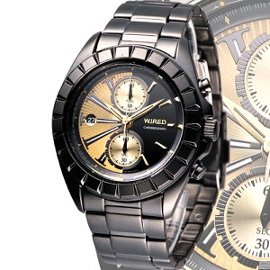 WIRED「TWO FACE」都會雙面遊俠 計時腕錶 7T94-X003G(AGAV066)-41mm-黑金面鋼帶【刷卡回饋 分期0利率】