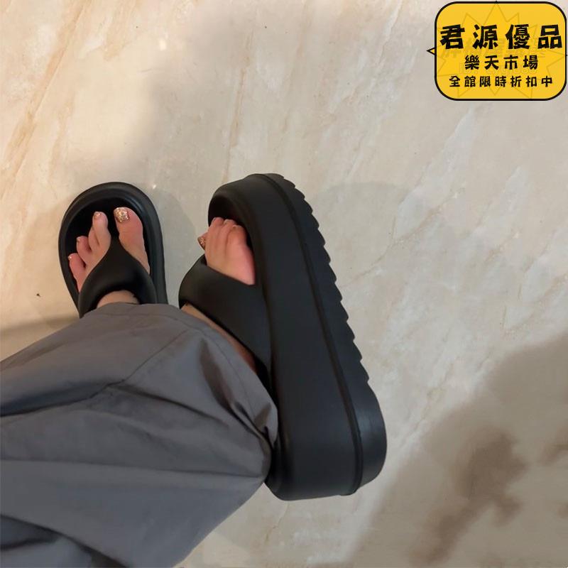 拖鞋 人字拖 夏季新款e厚底7cm人字拖鞋女外穿增高軟底防滑夾腳涼拖鞋ins潮