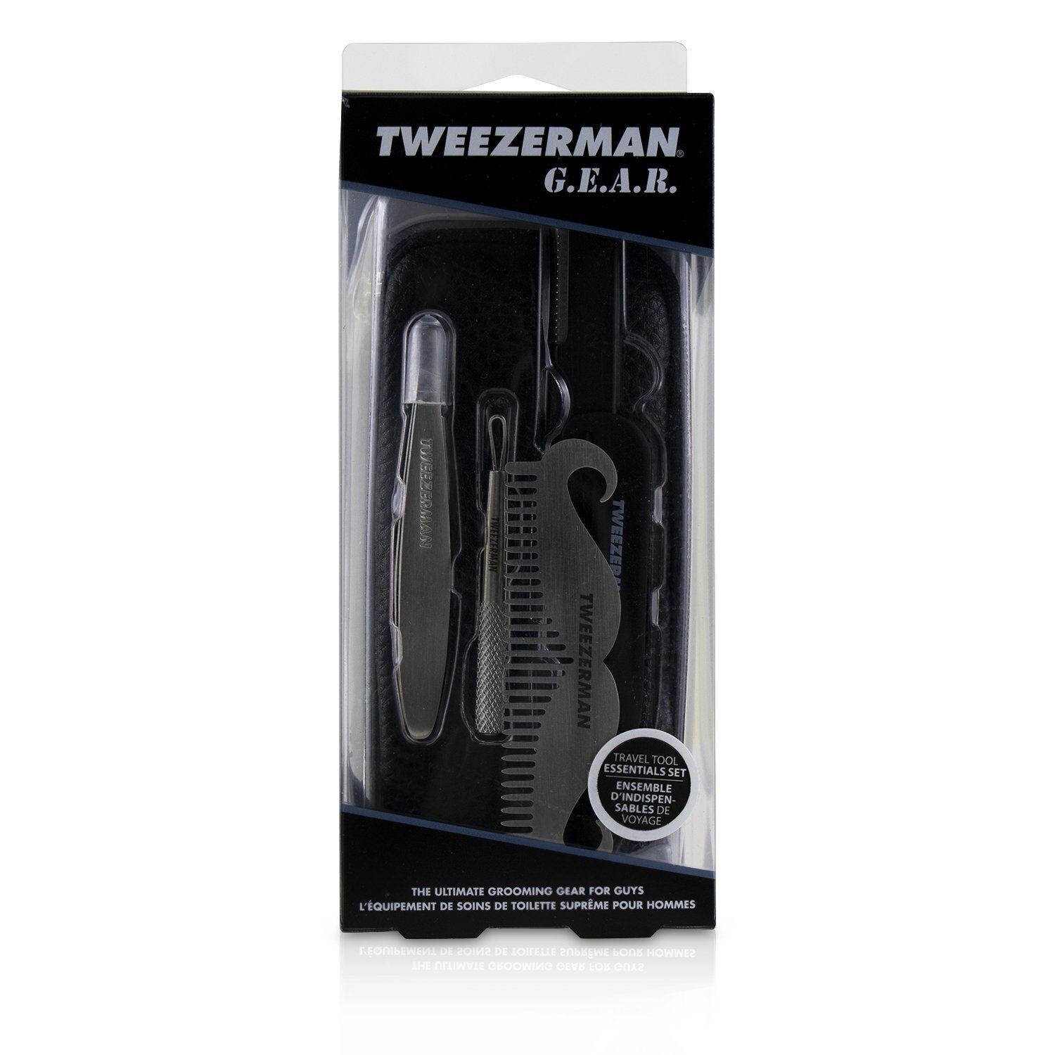 微之魅 Tweezerman - G.E.A.R.旅行工具組合:迷你斜口眉夾+迷你淨膚美容棒+鬍鬚梳+摺疊眉梳+工具包
