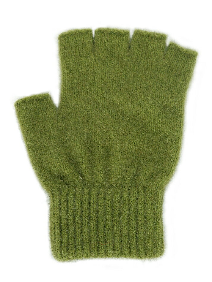 【橄欖綠】紐西蘭貂毛羊毛手套*超輕暖*露指手套