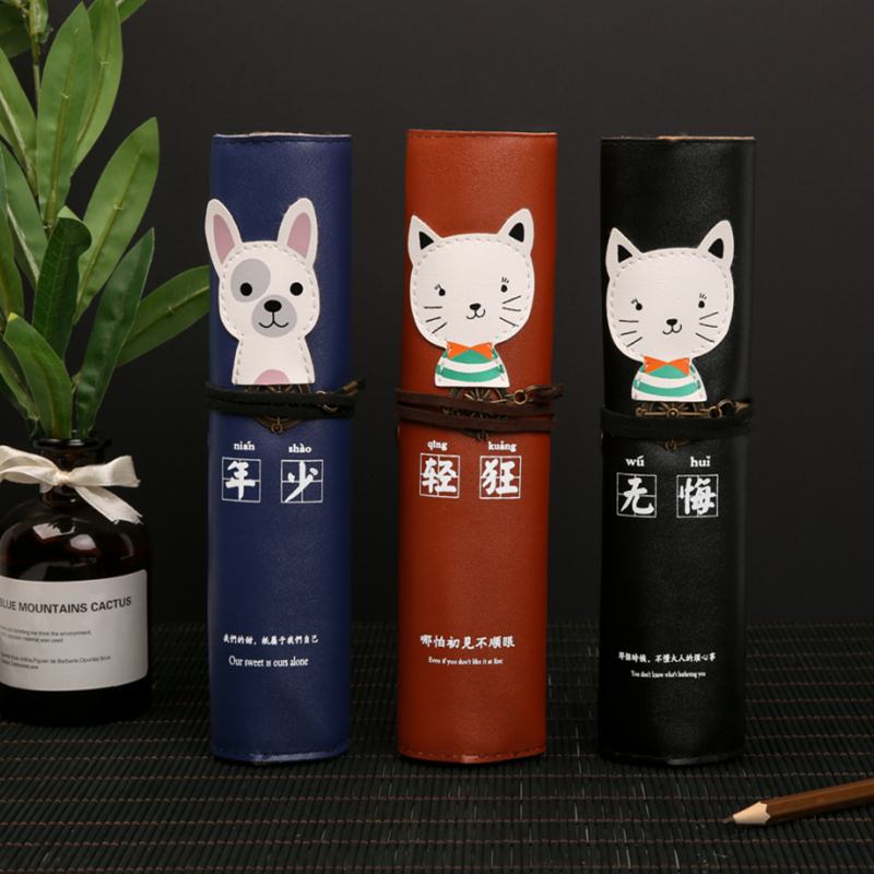 筆簾/卷筆袋/卷筆簾 卡通男女韓版簡約多功能大容量升級版筆簾純色卷筆袋初中學生文具袋小學生創意多功能兒童彩鉛筆袋