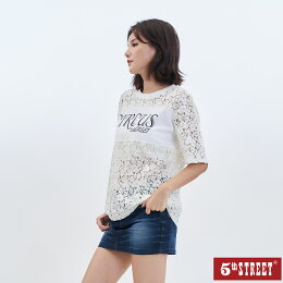 女蕾絲印字短袖T恤