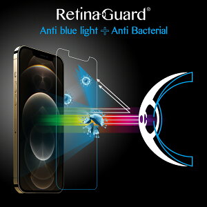 RetinaGuard 視網盾│iPhone 12 Pro Max 抗菌防藍光鋼化玻璃保護貼│6.7吋│非滿版