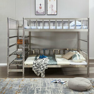 不銹鋼雙層床1.8米雙人高架床宿舍高低床上床下空家用上下鋪鐵床