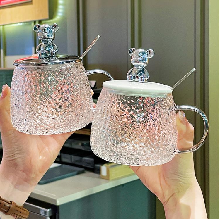 馬克杯帶蓋勺耐熱玻璃杯子女家用情侶水杯男高顏值辦公室早餐咖啡【雲木雜貨】