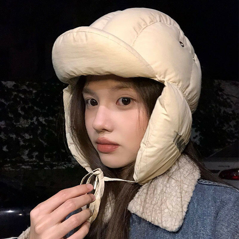 雷鋒帽女冬季保暖帽子騎行防寒棉帽防風羽絨帽護耳飛行帽頭盔內膽