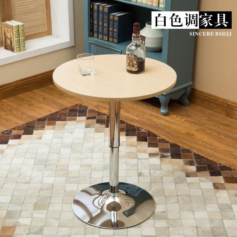 【新店鉅惠】簡約小圓桌子 升降吧臺桌餐桌現代咖啡桌電腦洽談高腳桌小方桌