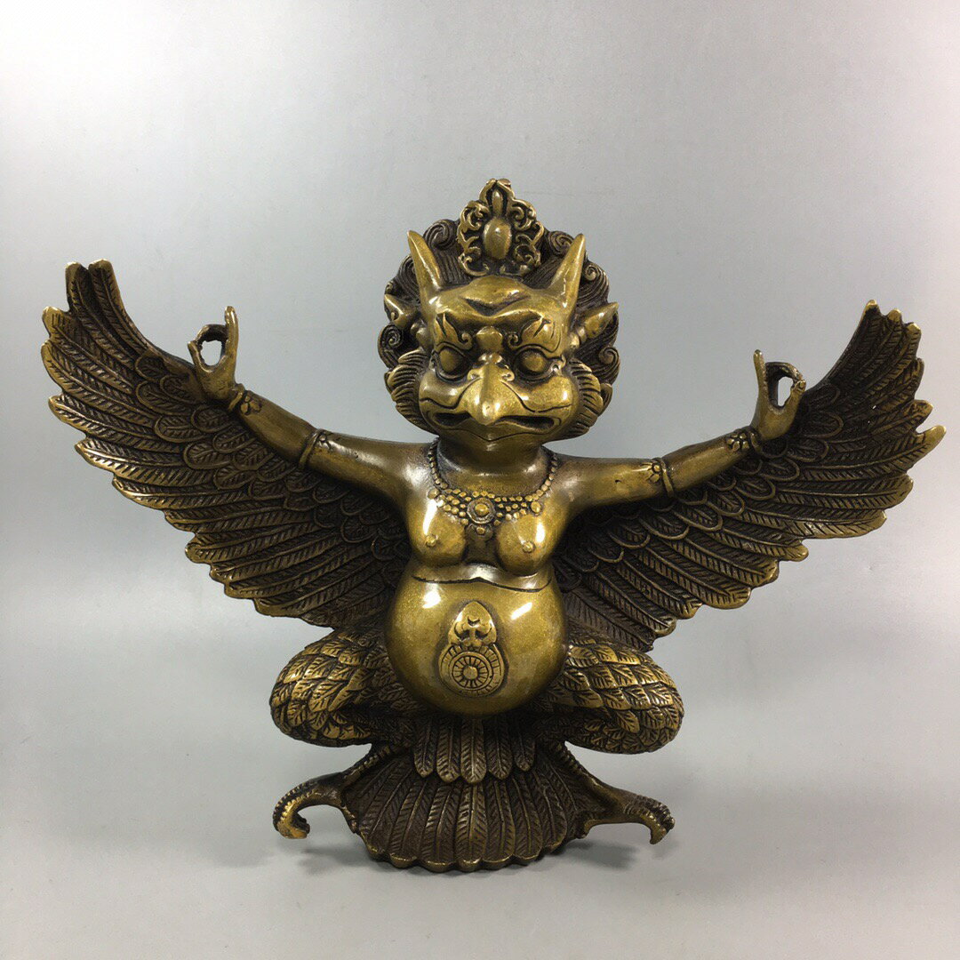 銅器 仏像 蔵伝金翅大鵬鳥銅像 鎮宅辟邪 開運風水 招財 置物 工芸品 装飾品 銅器 大鵬金翅鳥智慧迦楼羅鳥金剛杵 鎮宅 辟邪 開運 風水 招財